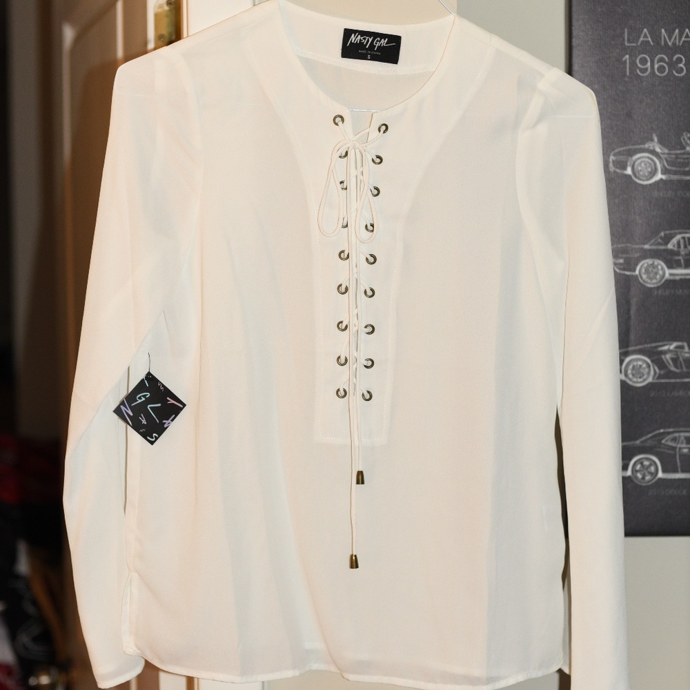 Nasty Gal Livin' After Midnight Lace-Up Blouse